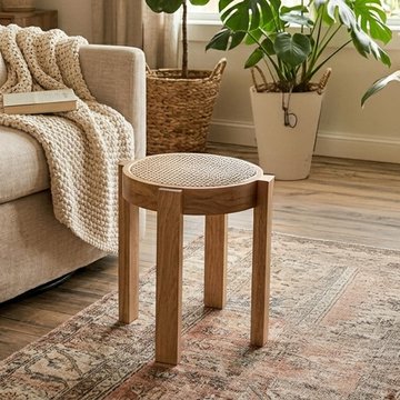 Pune stool - set of 2 - round - natural - mango wood