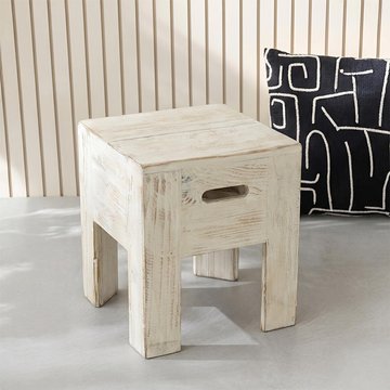 Will stool - set of 2 - square - white - pine wood