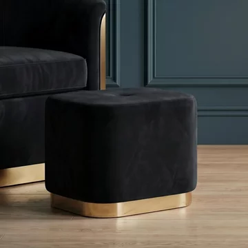Hartford pouffe - black velvet fabric