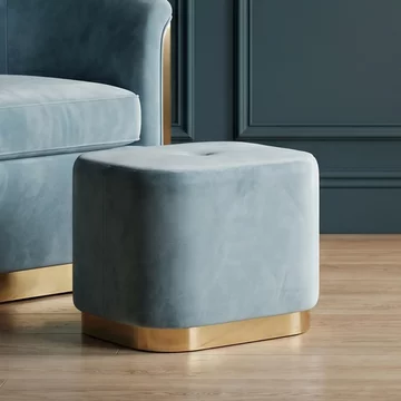 Hartford pouffe - blue velvet fabric