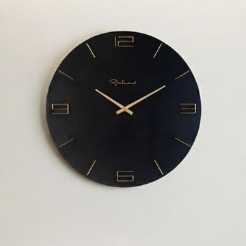 Byram wall clock - round - black and gold - metal