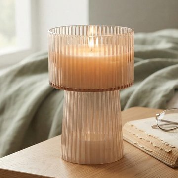 Daily candle holder - clear - glass and wax