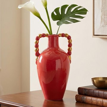Davita vase - orange and gold - ceramic