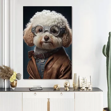 Adorable dog tempered glass wall art