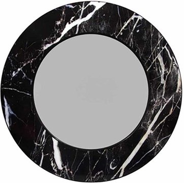 Allentown wall mirror - round - black marble look