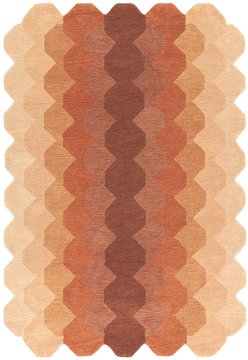 Contemporary design hive rug - rust - sizes available