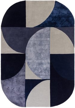 Contemporary design matrix rug - oval 74 - indigo - sizes available