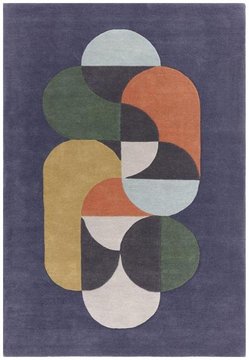 Contemporary design matrix rug - statement 91 - navy - sizes available