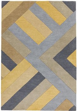 Contemporary design reef runner - big zig rf02 - ochre grey - 66cm x 200cm