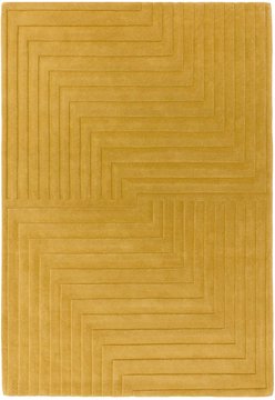 Contemporary plain form geometric rug - ochre - sizes available