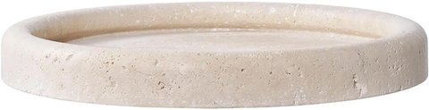 Tray - round - travertine - beige