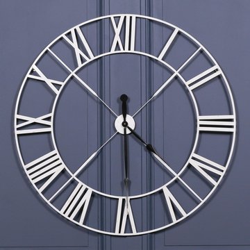 Distressed metal wall clock - off white - twist frame - round