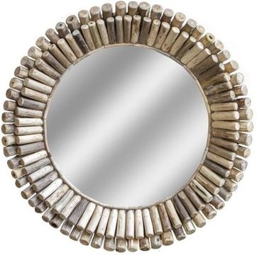 Driftwood wall mirror - bamboo - round