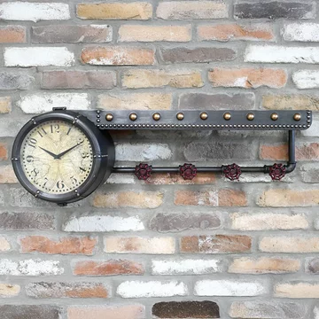 Wall clock - black - metal