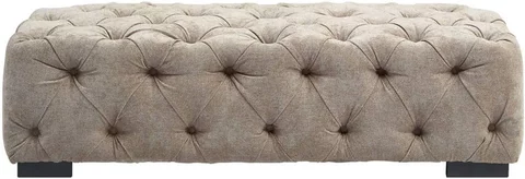 Fenton ottoman stool - tufted - beige fabric