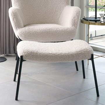 Glasgow footstool - white faux lambskin