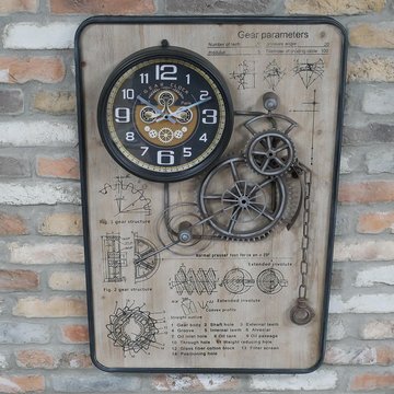 Industrial gear wall clock