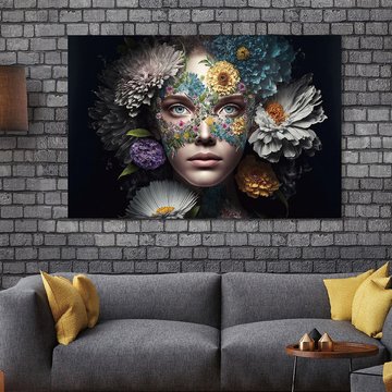 Lady tempered glass wall art