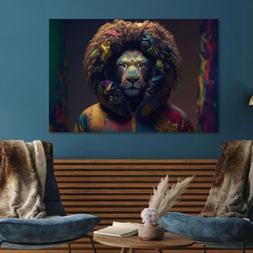 Lion tempered glass wall art