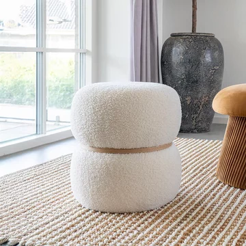 Milford pouf - round - white boucle fabric