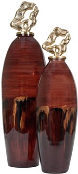 Anika ceramic jar - burgundy - large