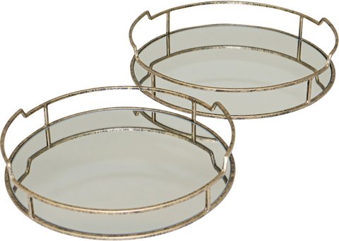 Drina mirrored trays - antique gold - set of 4