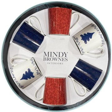 Midnight ceramic 6 mugs - blue and red - set of 4