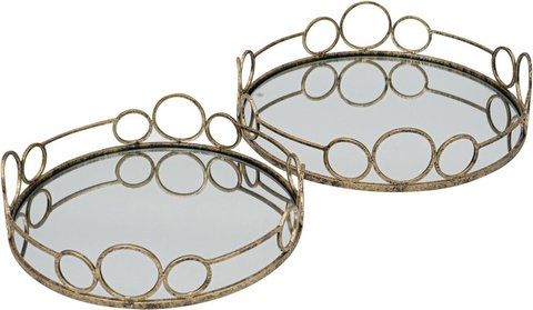 Remy mirrored trays - antique gold - set of 4
