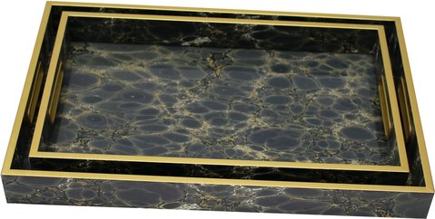 Deep blue tray - serving - set of 2