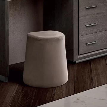 Elite italian pouf - round - fabric - silver birch