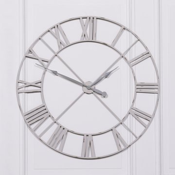 Vintage metal wall clock - pale grey - round