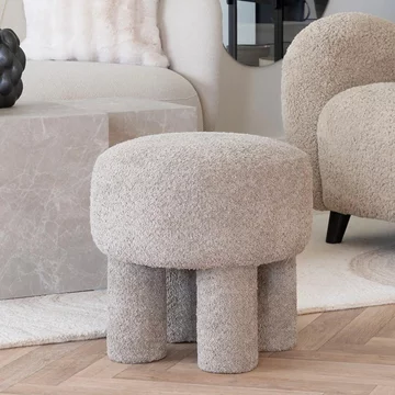 Perth pouf - round - light grey fabric