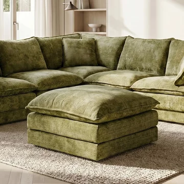 Solaya footstool - square - green fabric