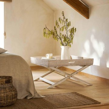 Wittering rattan coffee tray table with stand square