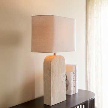 Table lamp - beige - travertine marble