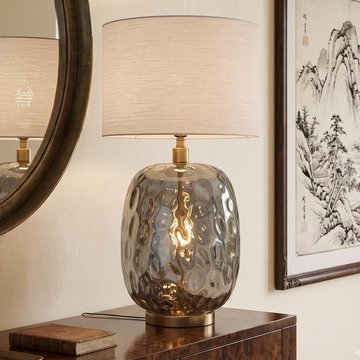 Ember table lamp - round - amber - glass