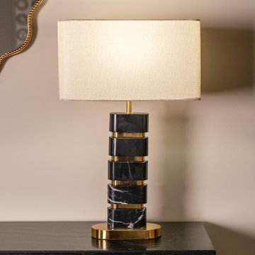 Levina table lamp - black and gold - marble and fabric