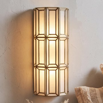 Opal wall lamp - antique brass - glass and metal