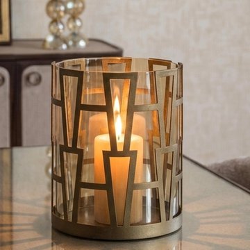 Shandy hurricane light - small - antique brass - glass and metal
