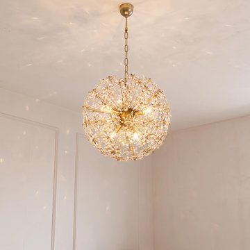 Cyntha crystal and bronze chandelier