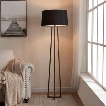Lesina tripod floor lamp - black and antique brass - metal