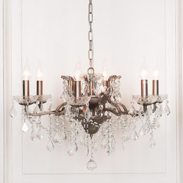 Gorgeous shallow cut glass chandelier - antique silver - 6 branch