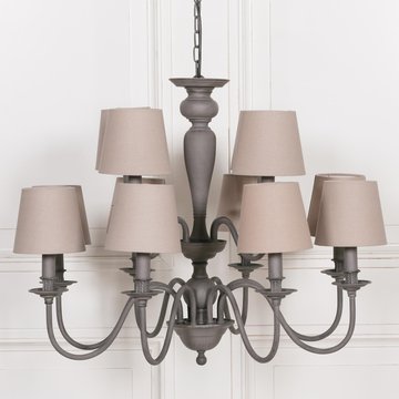 French style chandelier with shade - grey - 12 branch