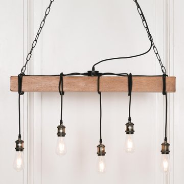 Ceiling light - industrial style - wooden