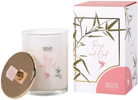 Rose and oud candle - white and silver glass - set of 4