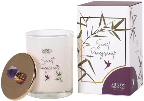 Sweet pomegranate candle - white and silver glass - set of 4