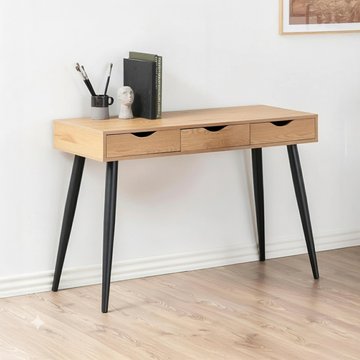 Neptun office desk - 3 drawer - oak and black