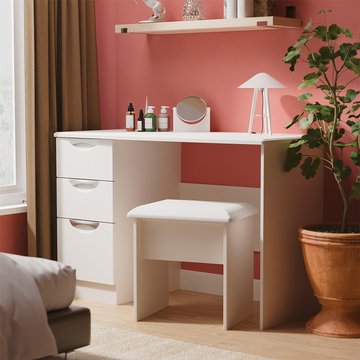 Camden desk - 3 drawer - gloss cashmere