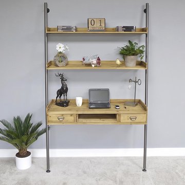 Office desk - 2 drawer - ladder style - solid wood