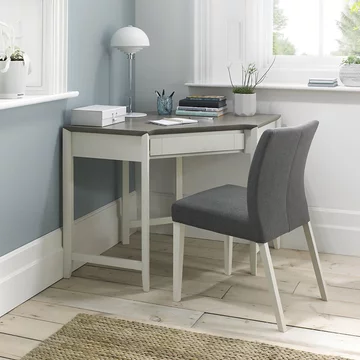 Bergen grey washed oak & soft grey corner desk - drawer